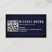 Navy Minimalist QR Code | Bold Modern Driver Visitenkarte (Rückseite)