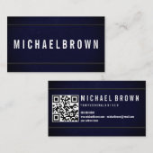 Navy Minimalist QR Code | Bold Modern Driver Visitenkarte (Vorne/Hinten)