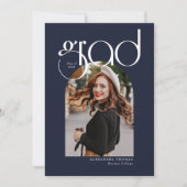 Navy Minimalistisch Modern Arch 5 Fotos Abschluss Einladung (Vorderseite)