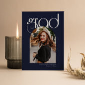 Navy Minimalistisch Modern Arch 5 Fotos Abschluss Einladung