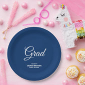 Navy Minimalistisch Modern Graduation Party Pappteller (Party)