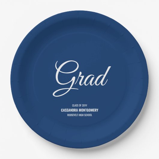 Navy Minimalistisch Modern Graduation Party Pappteller (Vorderseite)