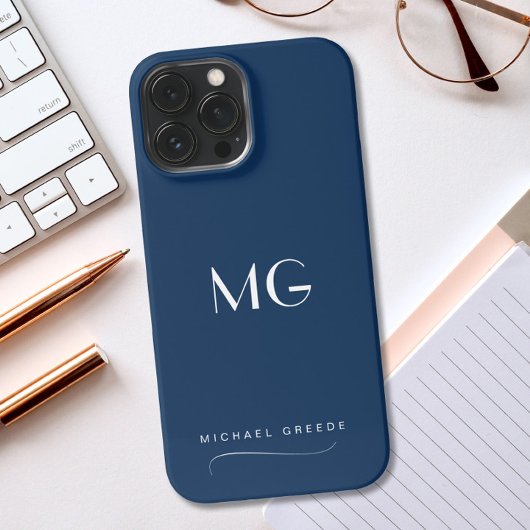 Navy Minimalistisch Personalisiert iPhone Hülle