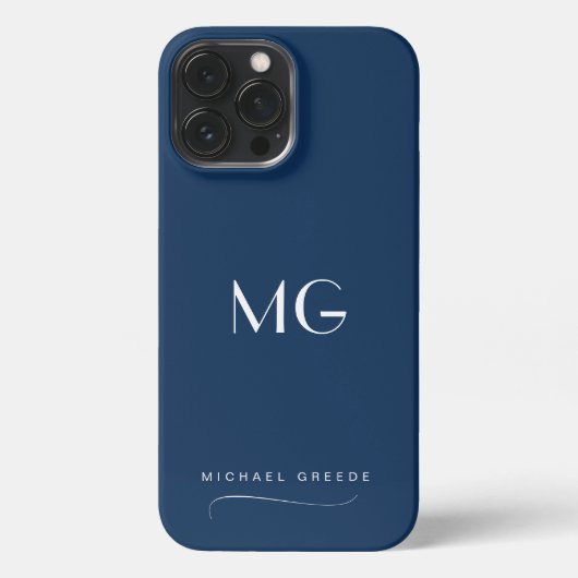 Navy Minimalistisch Personalisiert iPhone Hülle (Rückseite)