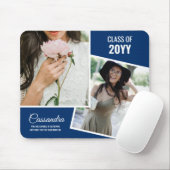 Navy Minimalistisch Two Foto Graduate Abschluss Mousepad (Mit Mouse)