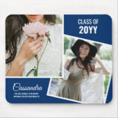 Navy Minimalistisch Two Foto Graduate Abschluss Mousepad (Vorne)