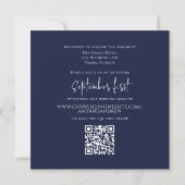 Navy Minimalistisches Foto Elegante Hochzeit Einladung (Rückseite)