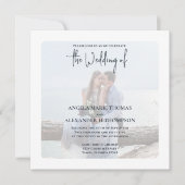 Navy Minimalistisches Foto Elegante Hochzeit Einladung (Vorderseite)