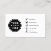 Navy Minimalistisches Foto QR Code Social Media Visitenkarte (Rückseite)