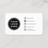 Navy Minimalistisches Foto QR Code Social Media Visitenkarte (Rückseite)