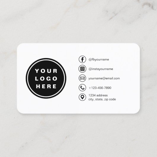 Navy Minimalistisches Foto QR Code Social Media Visitenkarte (Rückseite)