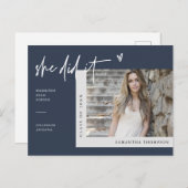 Navy Minimalistisches Foto Sie tat es Abschluss P Postkarte (Vorne/Hinten)