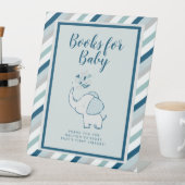 Navy & Mint Books für Baby Elephant Baby Dusche Sockelschild (In Situ)