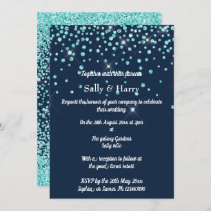 Navy Mint Diamonds Hochzeit Aqua Green Kristall Einladung