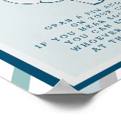 Navy & Mint Elephant Dusche sagt kein Baby-Zeichen Poster (Ecke)