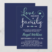 Navy Mint Liebe macht eine Familiendusche Adoption Einladung (Vorne/Hinten)