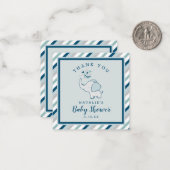 Navy & Mint Niedlich Elephant Baby Dusche Vielen D Mitteilungskarte (Vorderseite/Rückseite Beispiel)