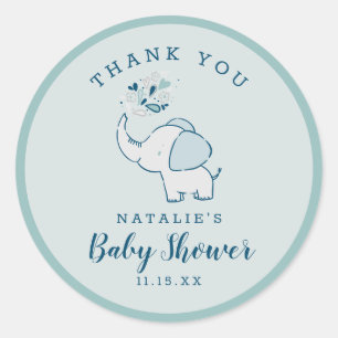 Navy & Mint Niedlich Elephant Baby Dusche Vielen D Runder Aufkleber