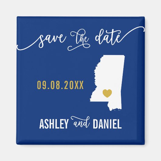 Navy Mississippi Hochzeit Speichern Sie die Datums Magnet (Vorne)
