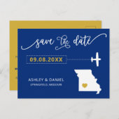 Navy Missouri Hochzeit Speichern Sie die Datumskar Postkarte (Vorne/Hinten)