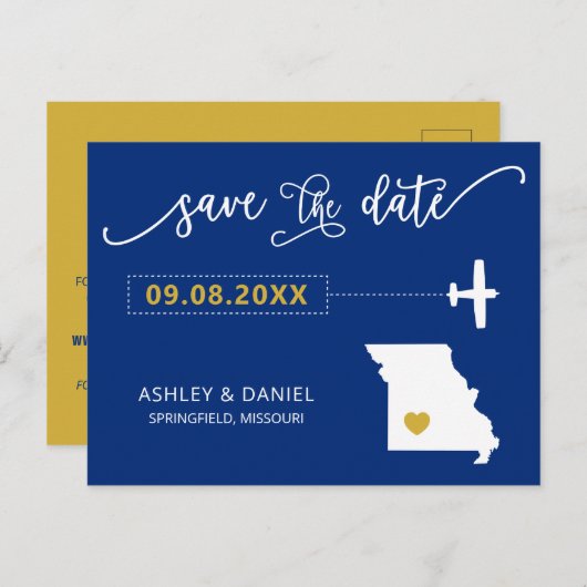 Navy Missouri Hochzeit Speichern Sie die Datumskar Postkarte (Vorne/Hinten)