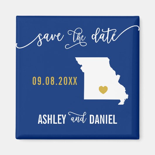 Navy Missouri Wedding Speichern Sie die Datumskart Magnet (Vorne)