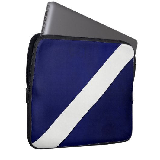 Navy mit diagonal weißer Stripe Tablette Laptopschutzhülle (Vorne Rechts)