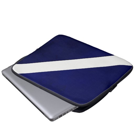 Navy mit diagonal weißer Stripe Tablette Laptopschutzhülle (Vorne Knopf)