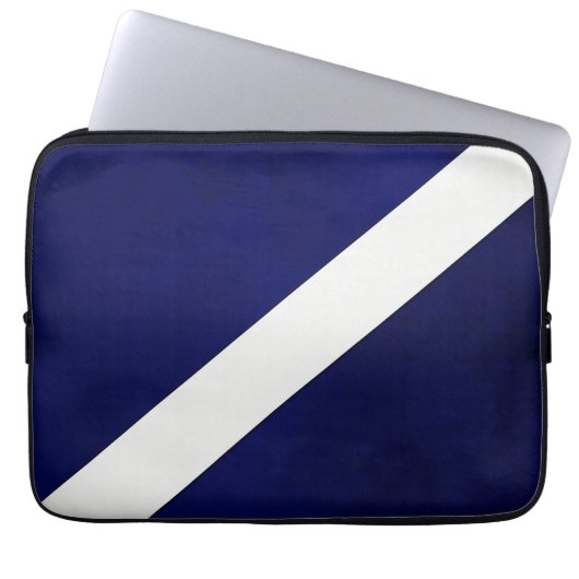 Navy mit diagonal weißer Stripe Tablette Laptopschutzhülle (Vorderseite)