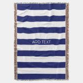 Navy mit horizontalem Preppy Strip #2 Name Monogra Decke (Vorderseite Vertikal)