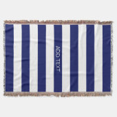 Navy mit horizontalem Preppy Strip #2 Name Monogra Decke (Vorderseite)