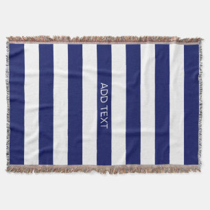 Navy mit horizontalem Preppy Strip #2 Name Monogra Decke