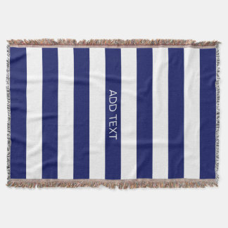 Navy mit horizontalem Preppy Strip #2 Name Monogra Decke