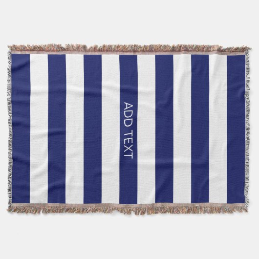 Navy mit horizontalem Preppy Strip #2 Name Monogra Decke (Vorderseite)