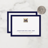 Navy mit Luxury Gold Initial Logos Mitteilungskarte (Vorderseite/Rückseite Beispiel)