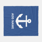 Navy mit weißem Anker Fleecedecke (Vorderseite (Horizontal))