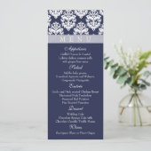 Navy/Mitternacht - Damask Menu Cards Menükarte (Stehend Vorderseite)