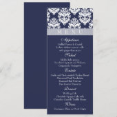 Navy/Mitternacht - Damask Menu Cards Menükarte (Vorne/Hinten)