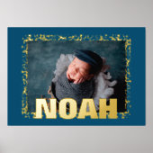 NAVY Modern Bold TEXT GOLD FRAME FOTO Foliendrucke (Vorderseite)