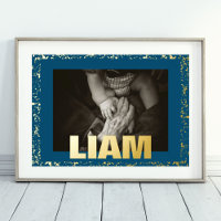 NAVY Modern Bold TEXT GOLD SPECKLE FRAME FOTO