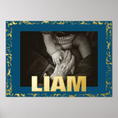 NAVY Modern Bold TEXT GOLD SPECKLE FRAME FOTO Foliendrucke (Vorderseite)