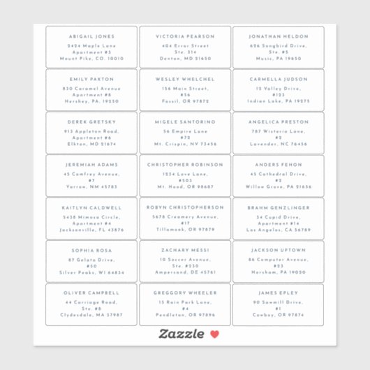 Navy Modern Bold Wedding Guest Address Sticker (Blatt)