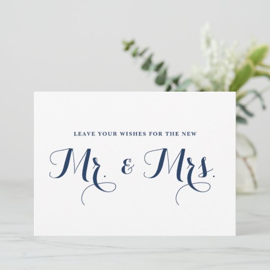 Navy Modern Calligraphy wünscht Herrn. & Mrs. Sign Einladung (Stehend Vorderseite)