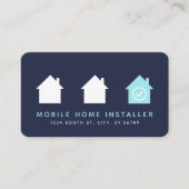Navy Modern Checkmark House Mobile Zuhause Install Visitenkarte (Vorderseite)