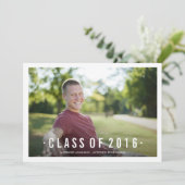 Navy Modern Class of Foto Abschluss Einladung (Stehend Vorderseite)