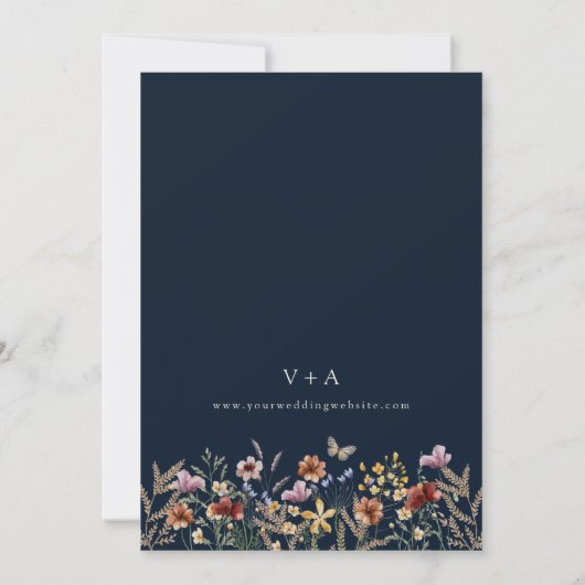 Navy Modern Foto Boho Save the Date (Rückseite)