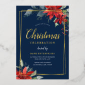 Navy Modern Geometric Christmas Party Gold Folieneinladung (Vorderseite)