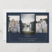 Navy Modern Gold 3 Photos Sophisticated Wedding (Vorderseite)