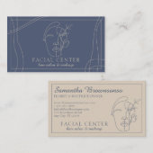 Navy Modern Make-up | Haar- und Gesichtstylist Visitenkarte (Vorne/Hinten)