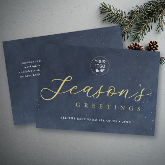 Navy Modern Minimalist Watercolor Elegant Business Feiertagskarte